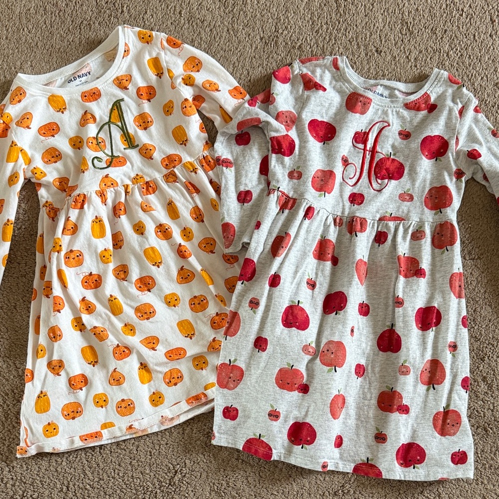 Monogrammed A Cotton Dresses